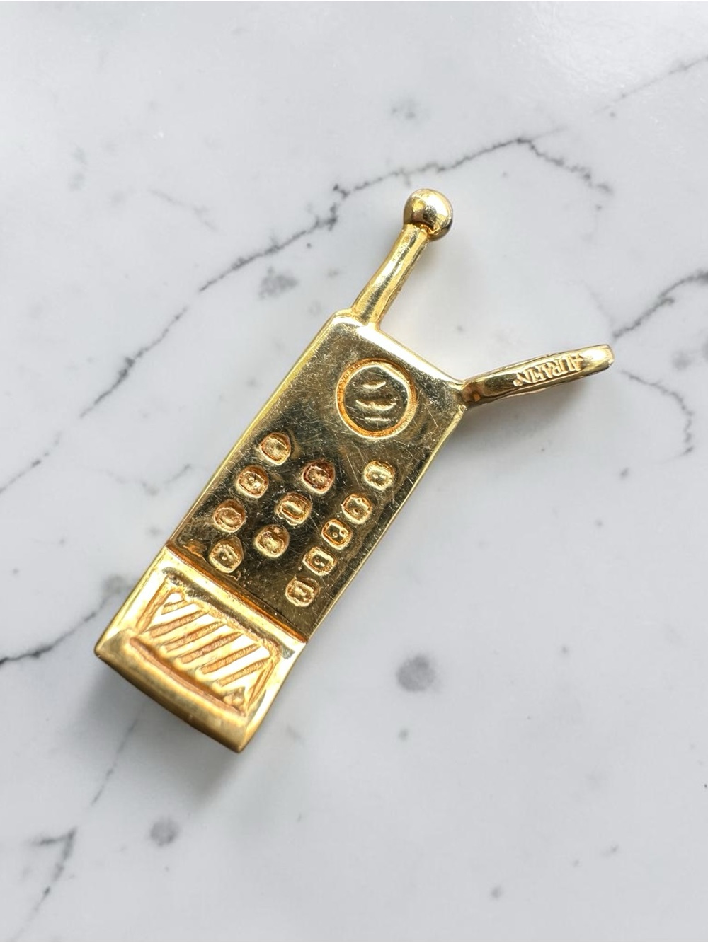 14K Yellow Gold Cell Phone Pendant Charm by Aurafin (2.3g)
